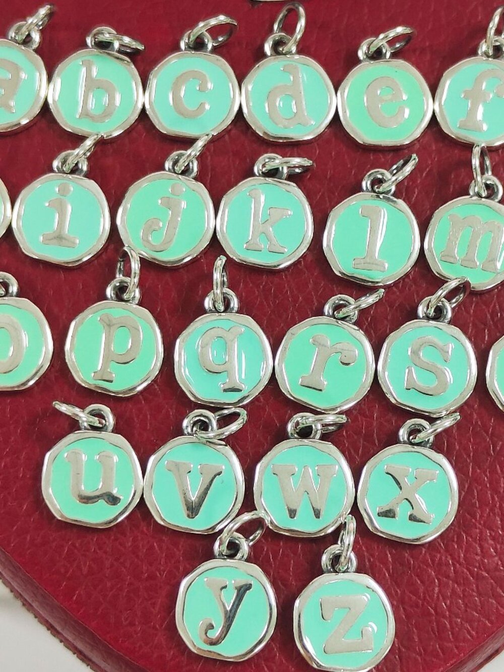 James Avery Light Blue Enamel Initial Disc Charm 925 Silver Pendant with box